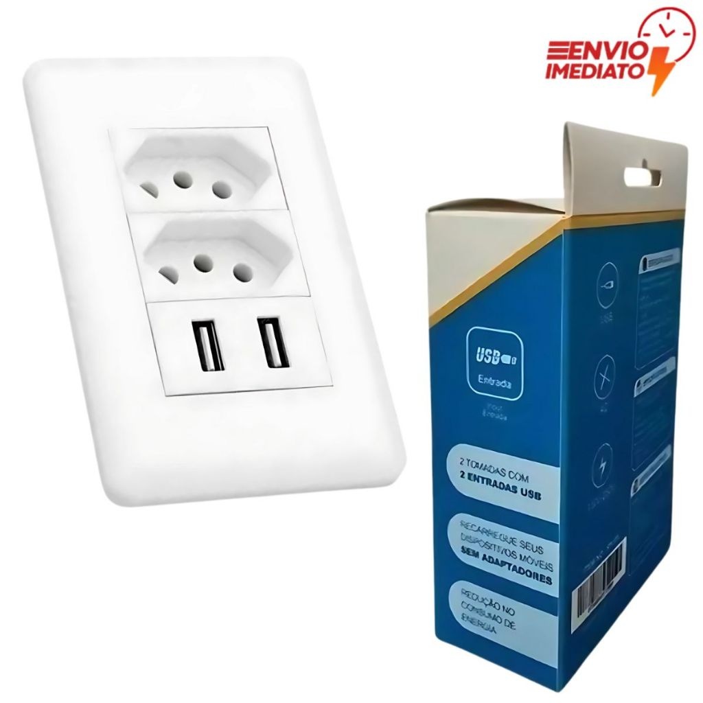 Tomada USB Bivolt 2.1A: Carregue 2 Dispositivos em Qualquer Parede!