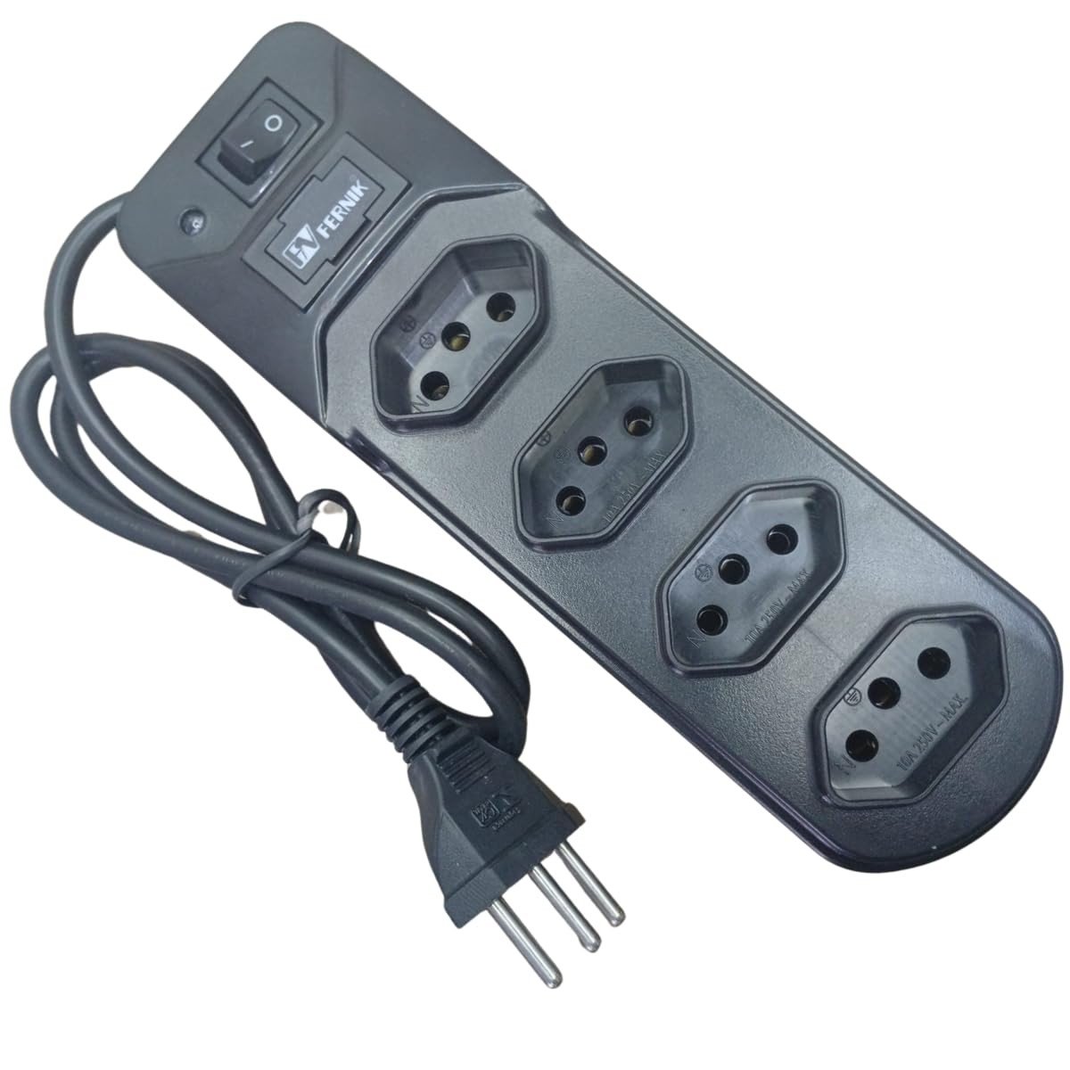 Filtro de Linha FERNIK 4 Tomadas: Proteção Total para Seus Eletrônicos (110/220V, Preto)