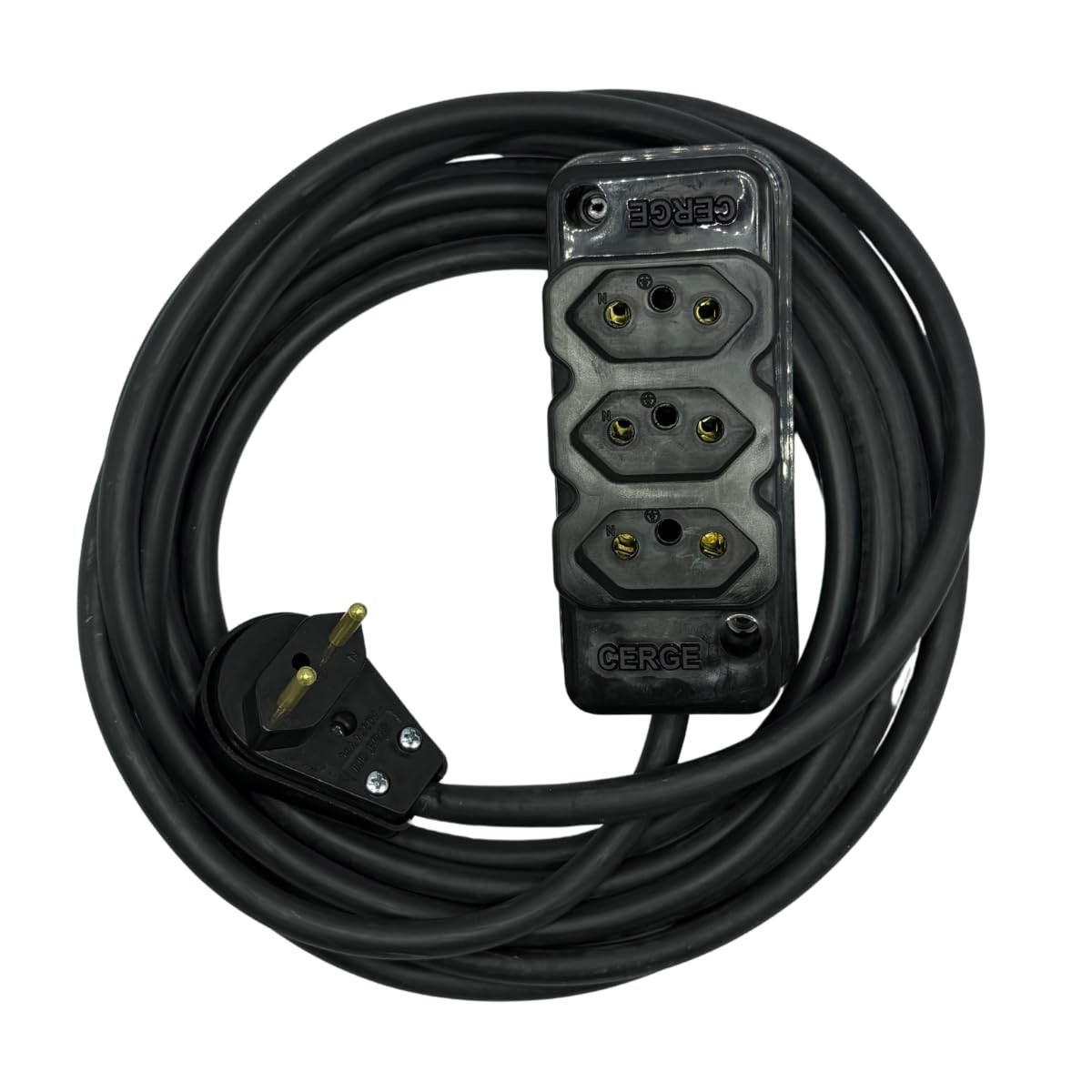 Extensão Elétrica Industrial 5m Cabo PP 2x2.5mm com 3 Tomadas - Alta Resistência