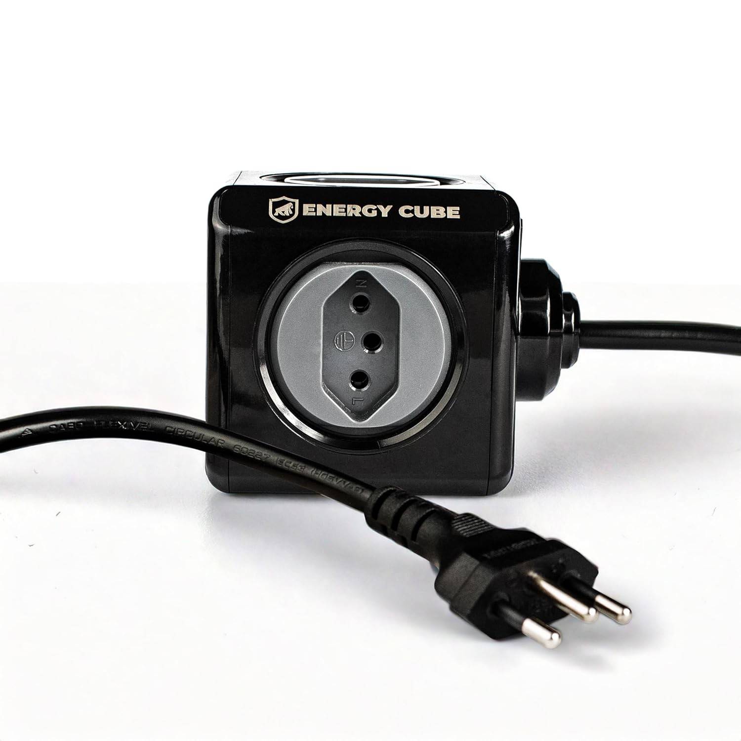 Adaptador Energy Cube Gshield: Multiplicador de Tomadas Bivolt com USB-A, Tipo C e Proteção contra Sobretensão - Preto