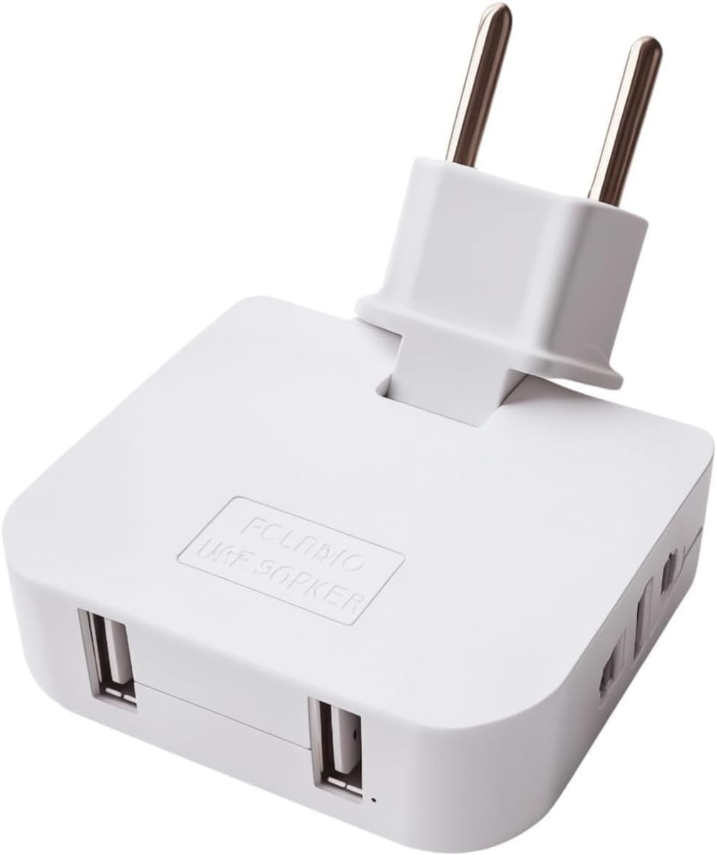 Adaptador T Articulado 2 Tomadas AC + 2 USB: Organize e Carregue Tudo!