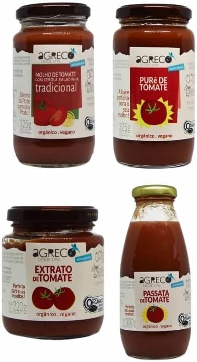 Kit 4 Molho de Tomate Agreco: Tradicional, Extrato, Purê, Passata