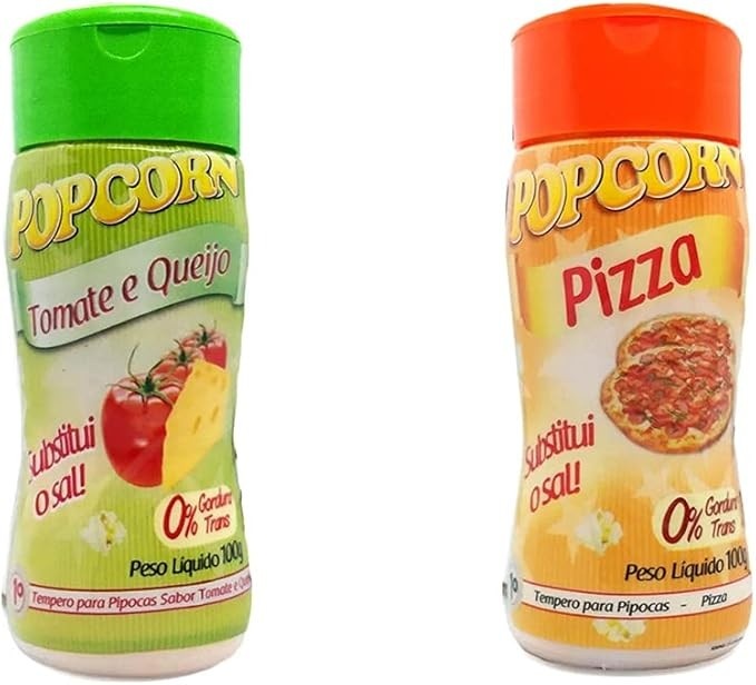 Temperos P/ Pipoca Popcorn Cx 12 Frascos. 6 Tomate e Queijo - 6 Pizza