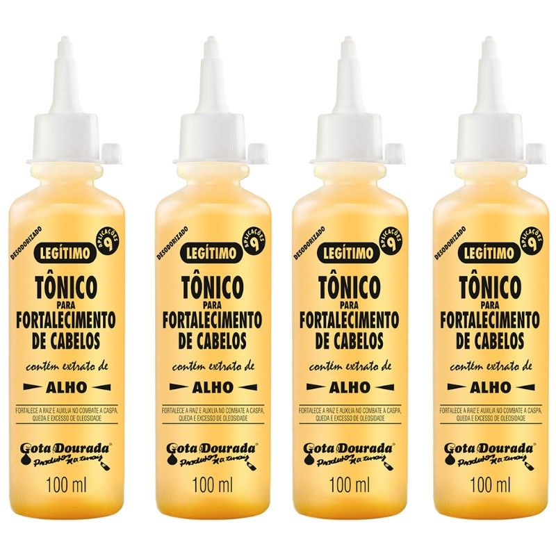 Tônico de Alho Gota Dourada: Kit 4x Fortalecimento
