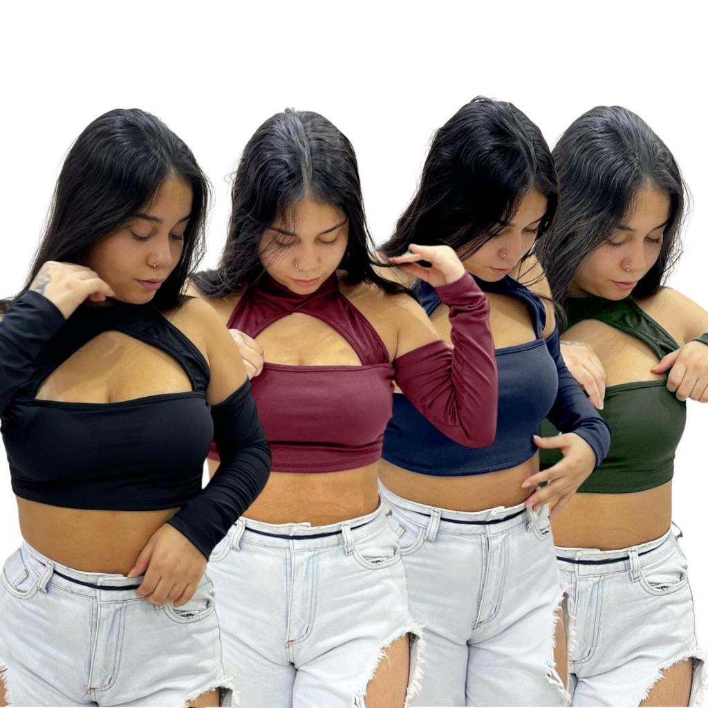 Top Cropped Suplex com Gola Alta e Costas Vazadas – Estilo e Conforto