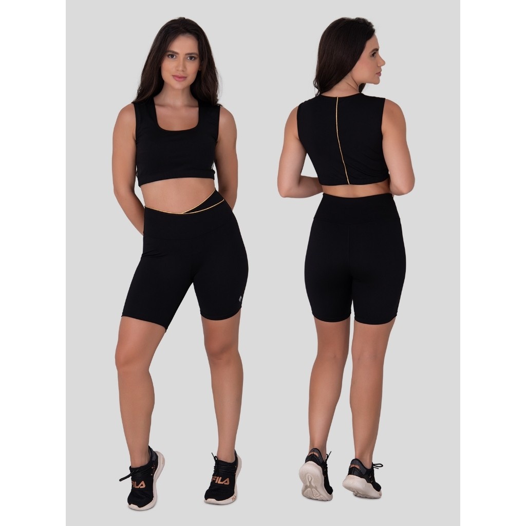 Top e Bermuda Fitness Lurex: Conforto e Estilo!