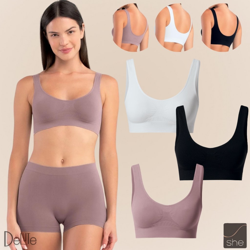 Top Fitness Sem Costura SHE: Conforto e Suporte!