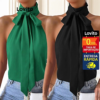💃 Top Halter com Laço Frontal Feminino Elegante