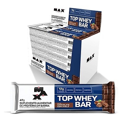 Top Whey Bar Chocolate Avelã: 12 Barras Proteicas
