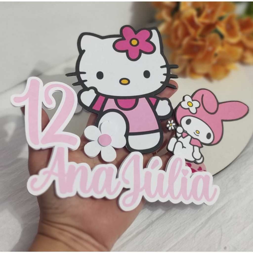 Topo de Bolo Hello Kitty Rosa para Aniversário Infantil – Personalizado e Encantador