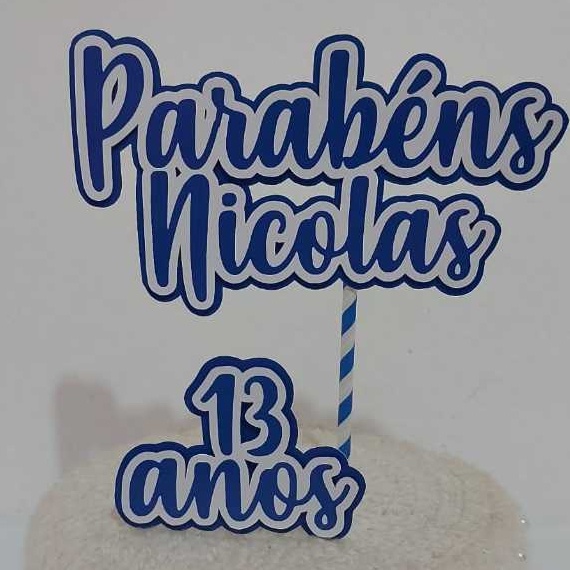 Topo Topper Personalizado para Bolo com Nome e Idade – Crie o Seu Agora!