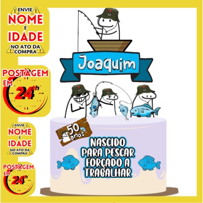 Topo Topper Pescador: Enfeite de Bolo Perfeito para Aniversário