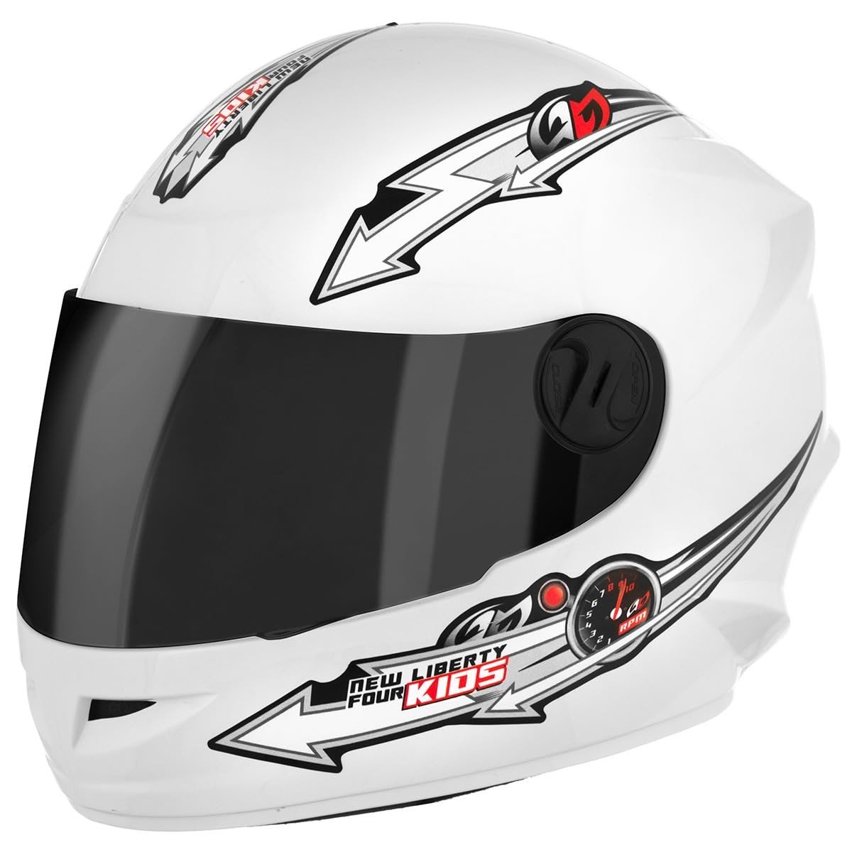 Capacete Fechado Pro Tork Liberty For Kids Solid Branco - Segurança e Estilo para Pequenos Aventureiros (Tam 54, Visor Fumê)