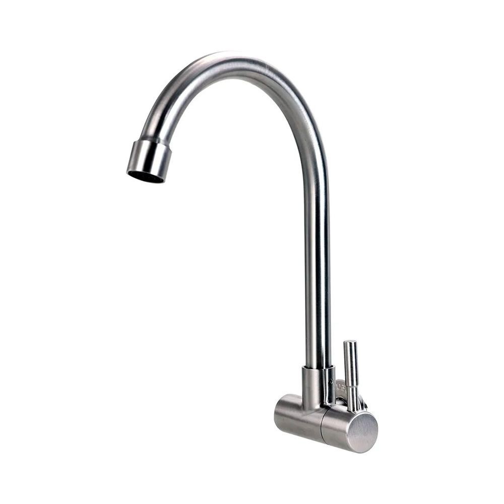 Torneira Cozinha Parede Inox 304: Prata Escovado Pingoo