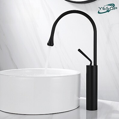 Torneira Pia Banheiro Preta Fosca 45cm Yesop – Monocomando Luxo