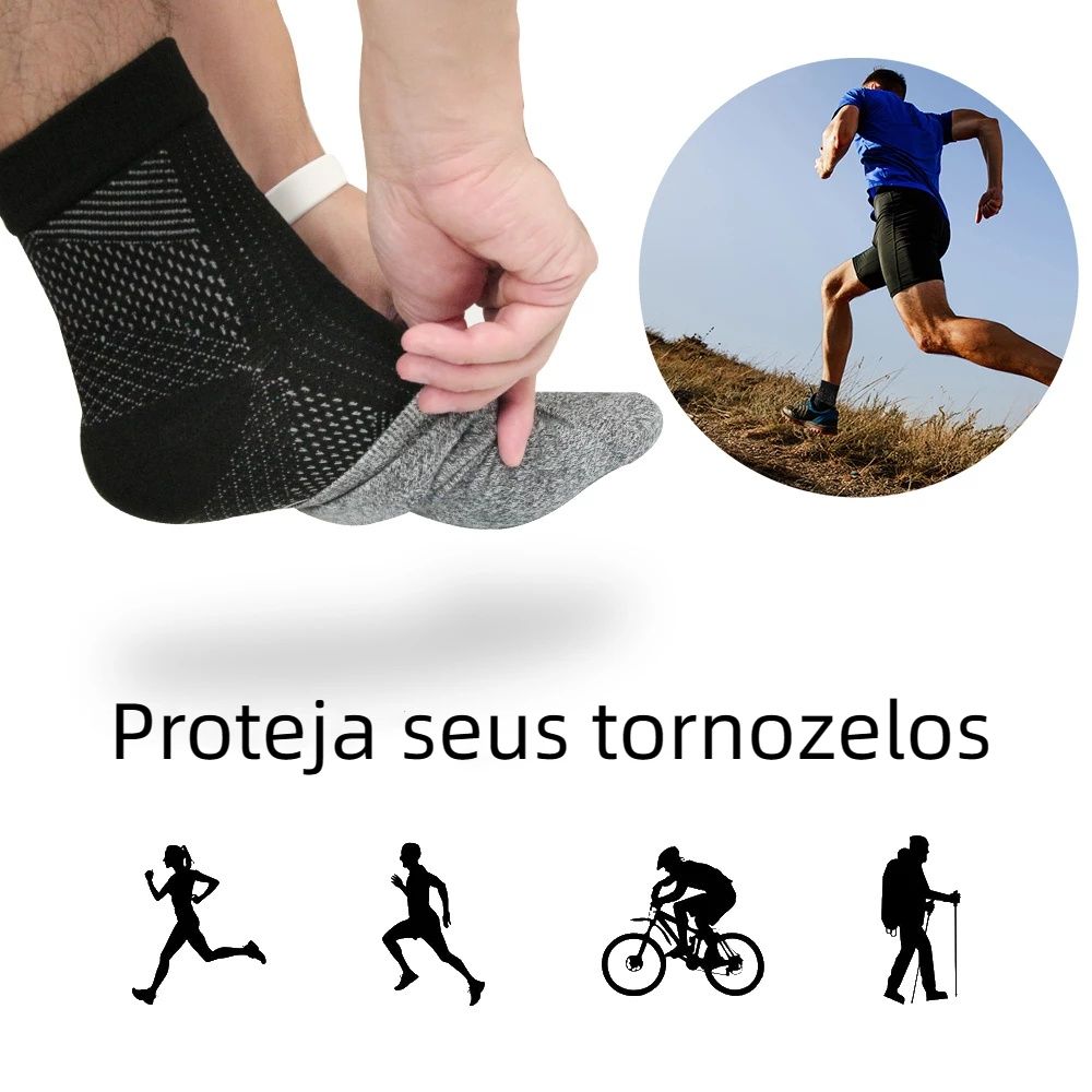 Kit 3 Pares Meias de Compressão Anti-Fadiga para Tornozelo