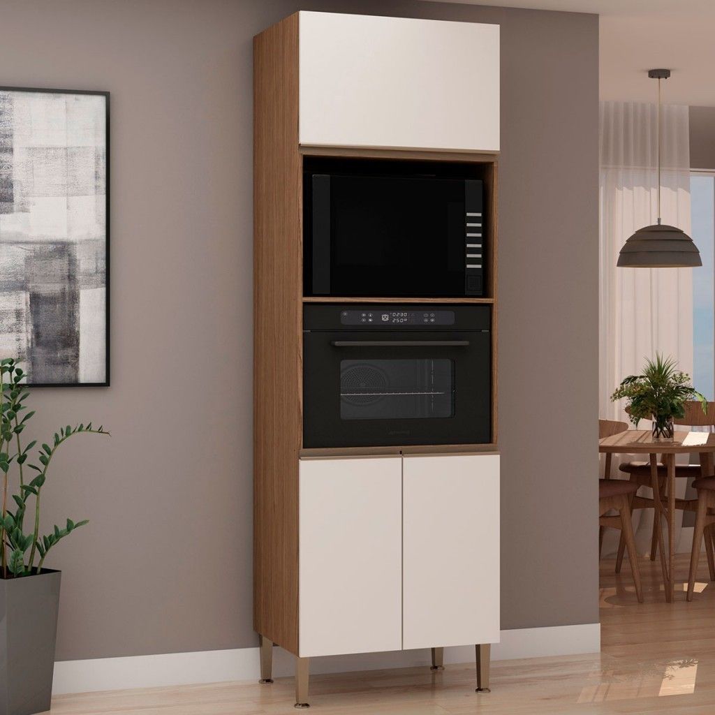 Torre Quente 3 Portas Ebano Fosco/Off White Fosco 1307 - Organize sua cozinha com estilo