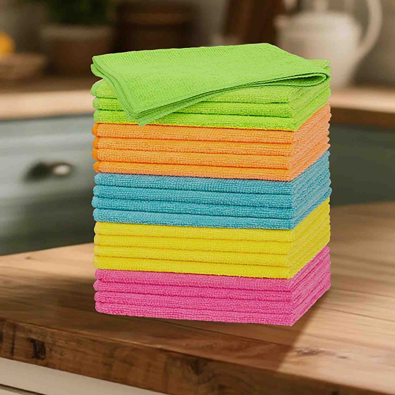 Pacote com 20 Panos de Microfibra Premium - Absorventes, Sem Fiapos e Versáteis para Limpeza Total
