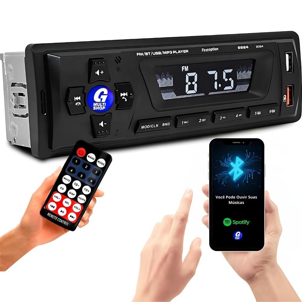 Mp3 Player Automotivo Bluetooth USB Aux SD: Som Completo e Conectividade Total!