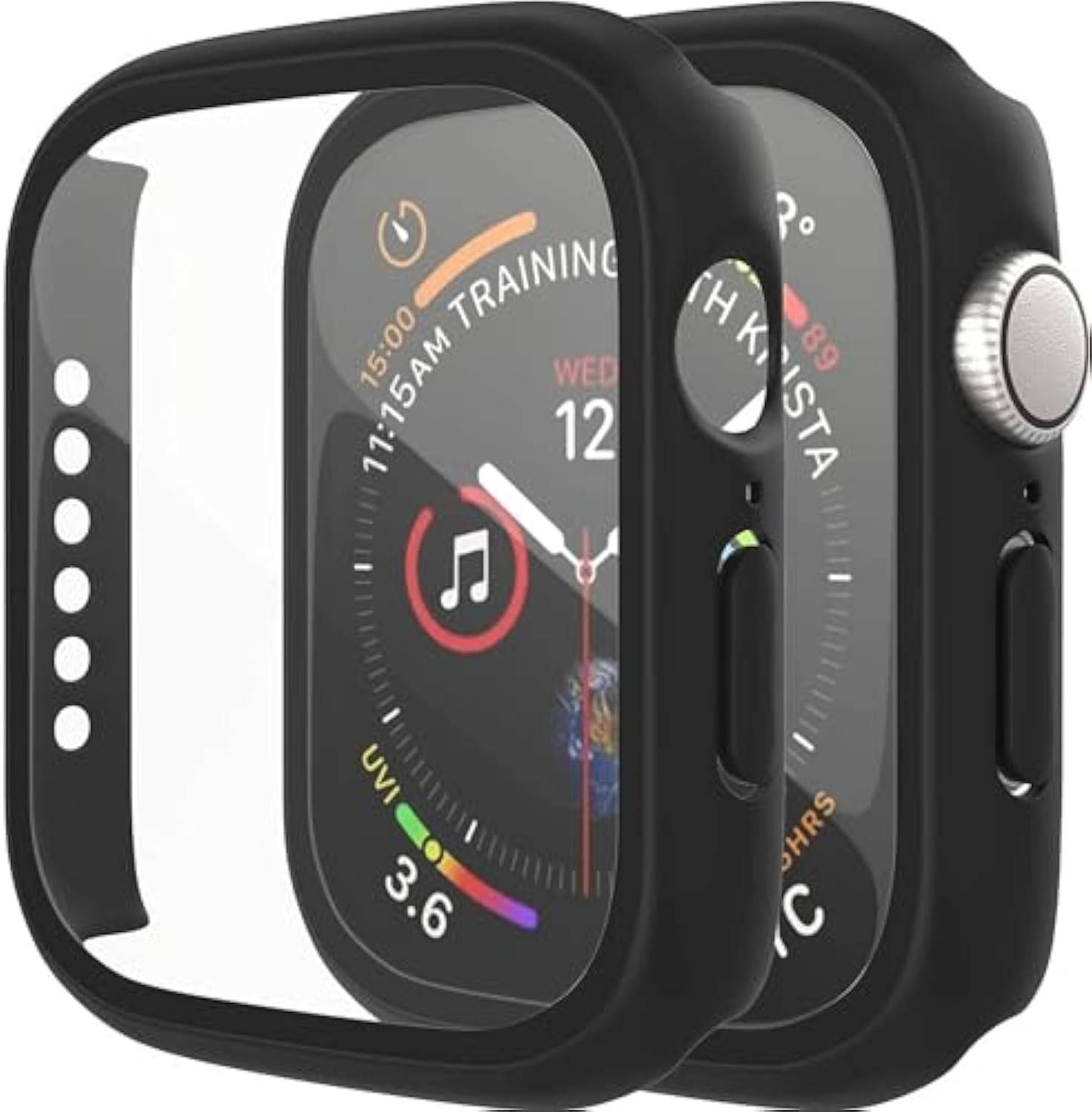 Capa Premium para Apple Watch Series 9/8/7 (41mm/45mm) - Proteção Total com Vidro Temperado Fosco (Preto)
