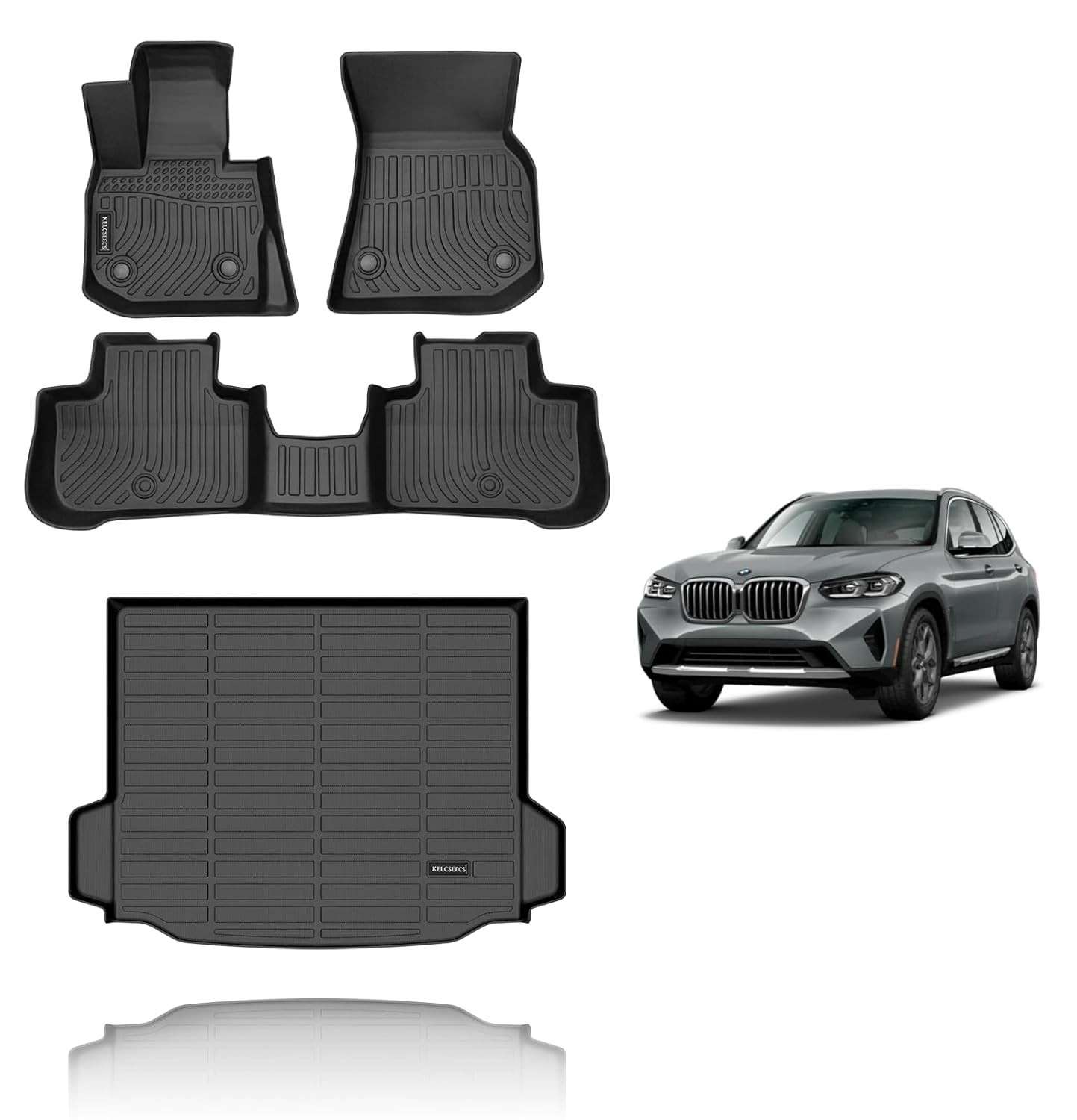 Tapetes KELCSEECS Personalizados para BMW X3 2018-2024 (Pneu Sobressalente) - Proteção Total