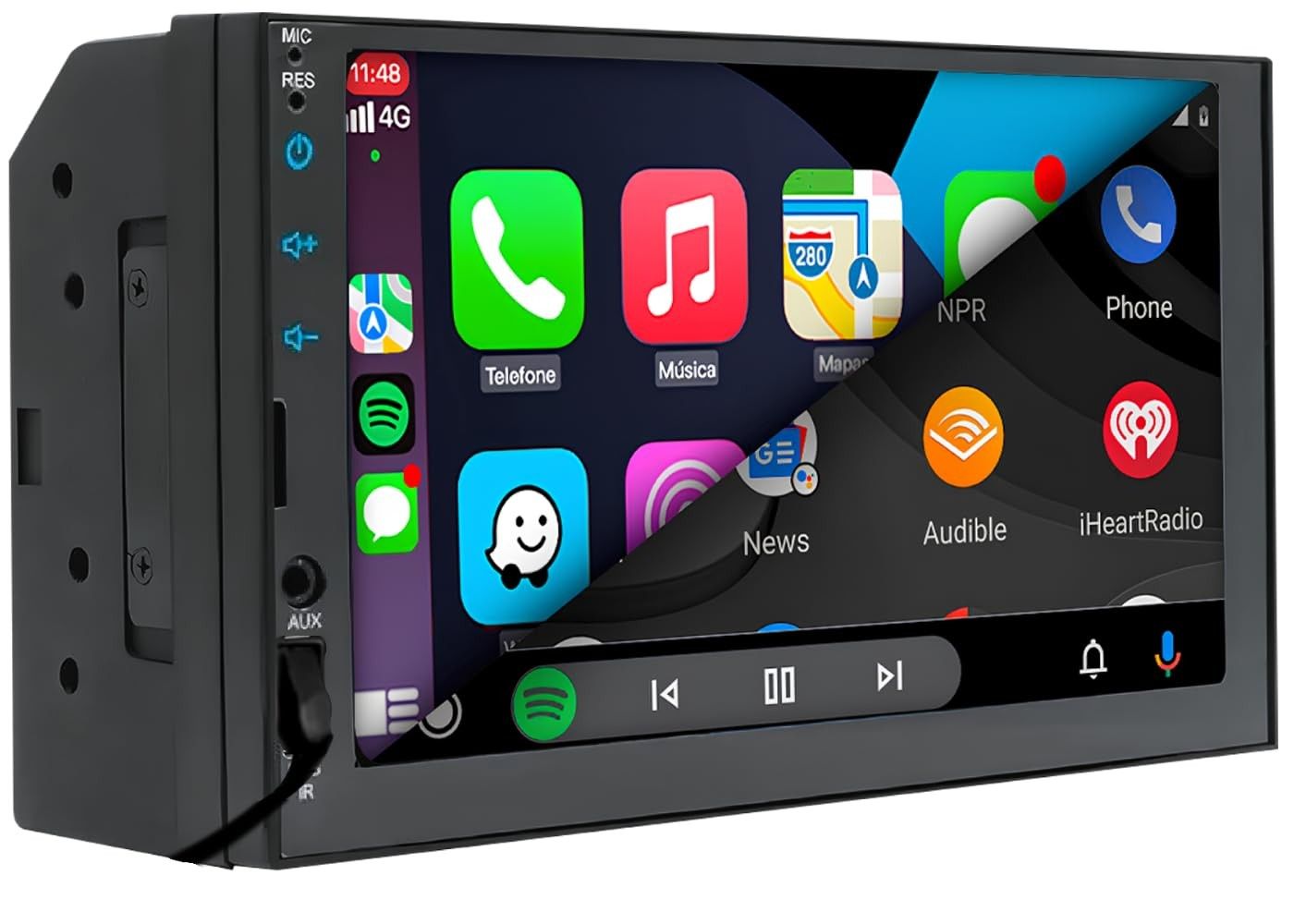 Central Multimídia MP5 2DIN 7" Full Touch: Android Auto, CarPlay, Bluetooth e Espelhamento
