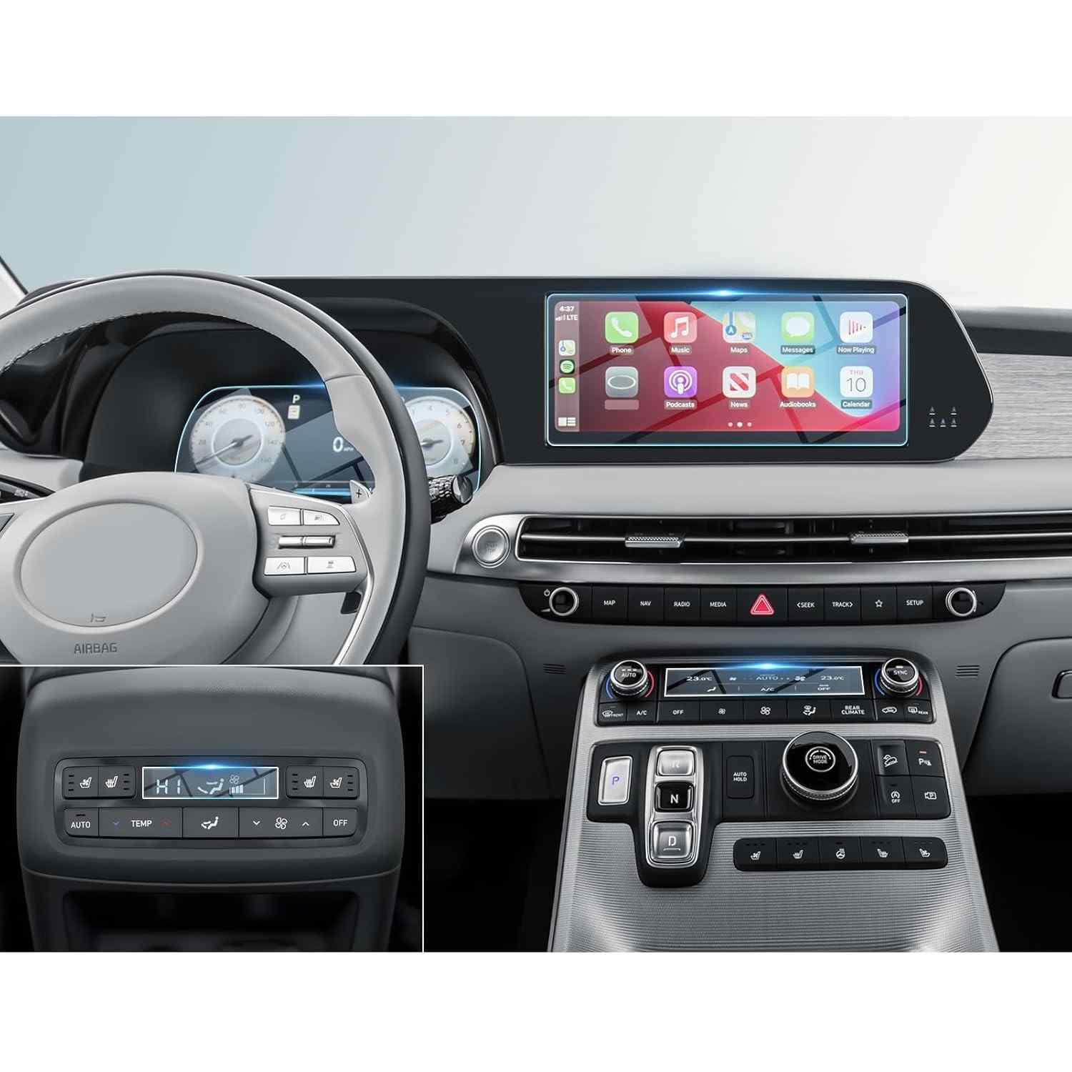 Kit 7 Protetores de Tela BIBIBO para Hyundai Palisade 2023-2025: Tela Touchscreen, Painel e AC