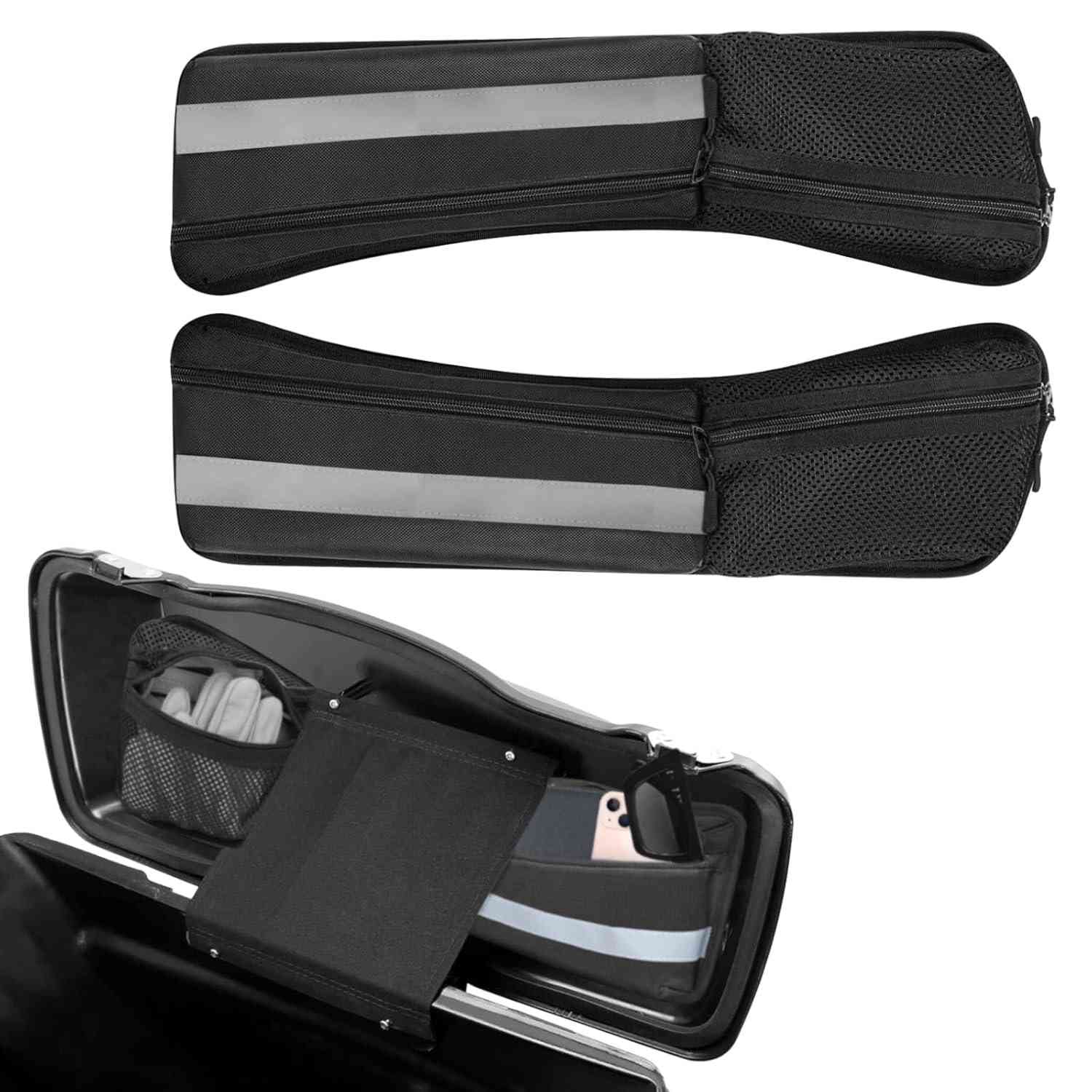 2 Organizadores de Tampa de Alforje 49cm Impermeáveis para Harley Davidson Touring 1993-2023