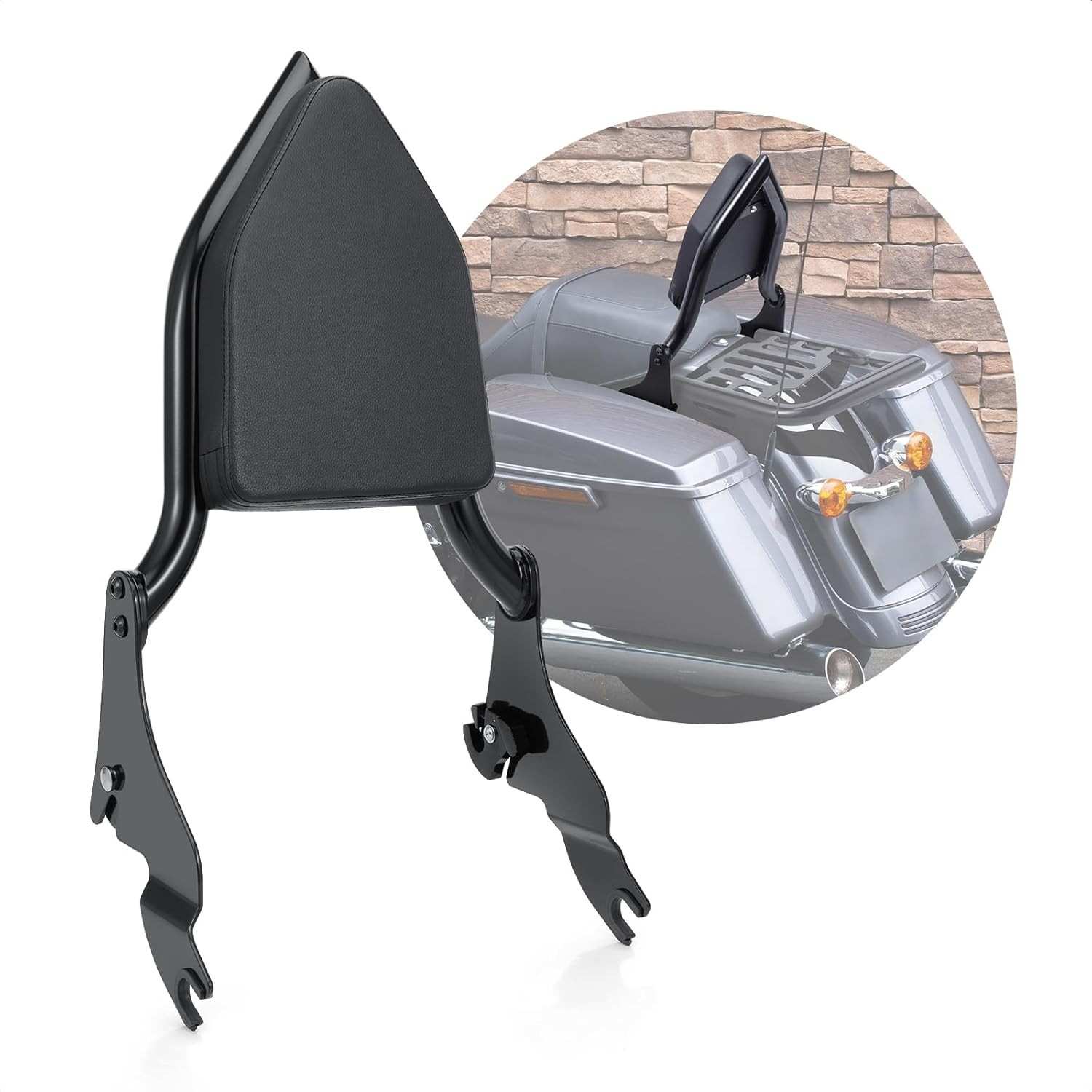 Sissy Bar Encosto Destacável para Passageiro Harley Touring 2009-2024 - Conforto e Estilo Premium (Preto)