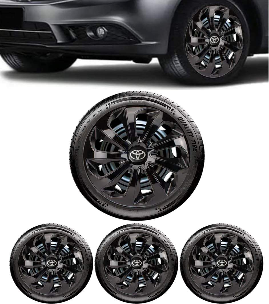 Jogo 4 Calotas Esportivas Velox Preto Brilhante Aro 14 - TOYO para Etios, Yaris e Corolla