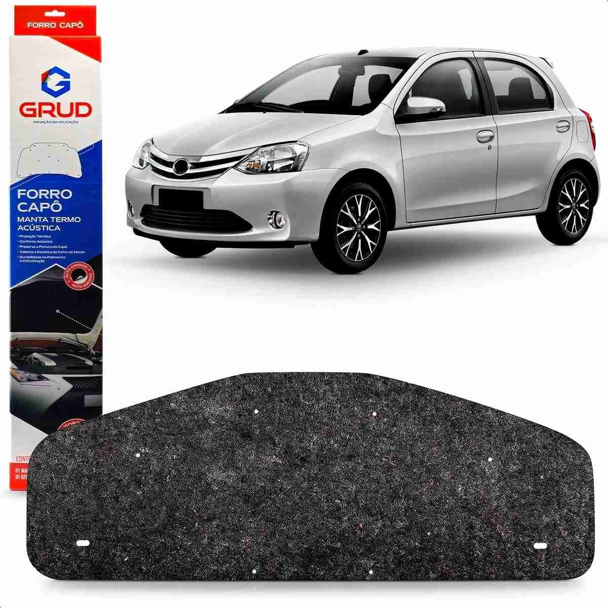 Manta Acústica Antichamas Premium para Capô Toyota Etios 2012-2015 com Presilhas Grud