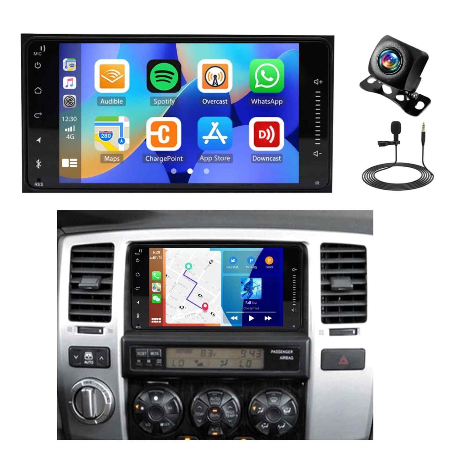 Central Multimídia Android 7" para Toyota 4Runner, Tundra, Sequoia e RAV4: Carplay, Android Auto e Câmera de Ré