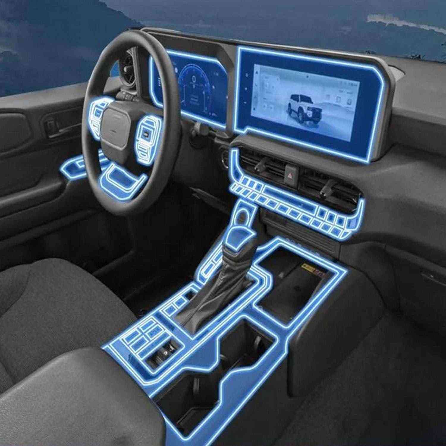 Película Protetora TPU Transparente para Console Central Prado Land Cruiser LC250 2024-2025 - Antirriscos e Anti-impacto