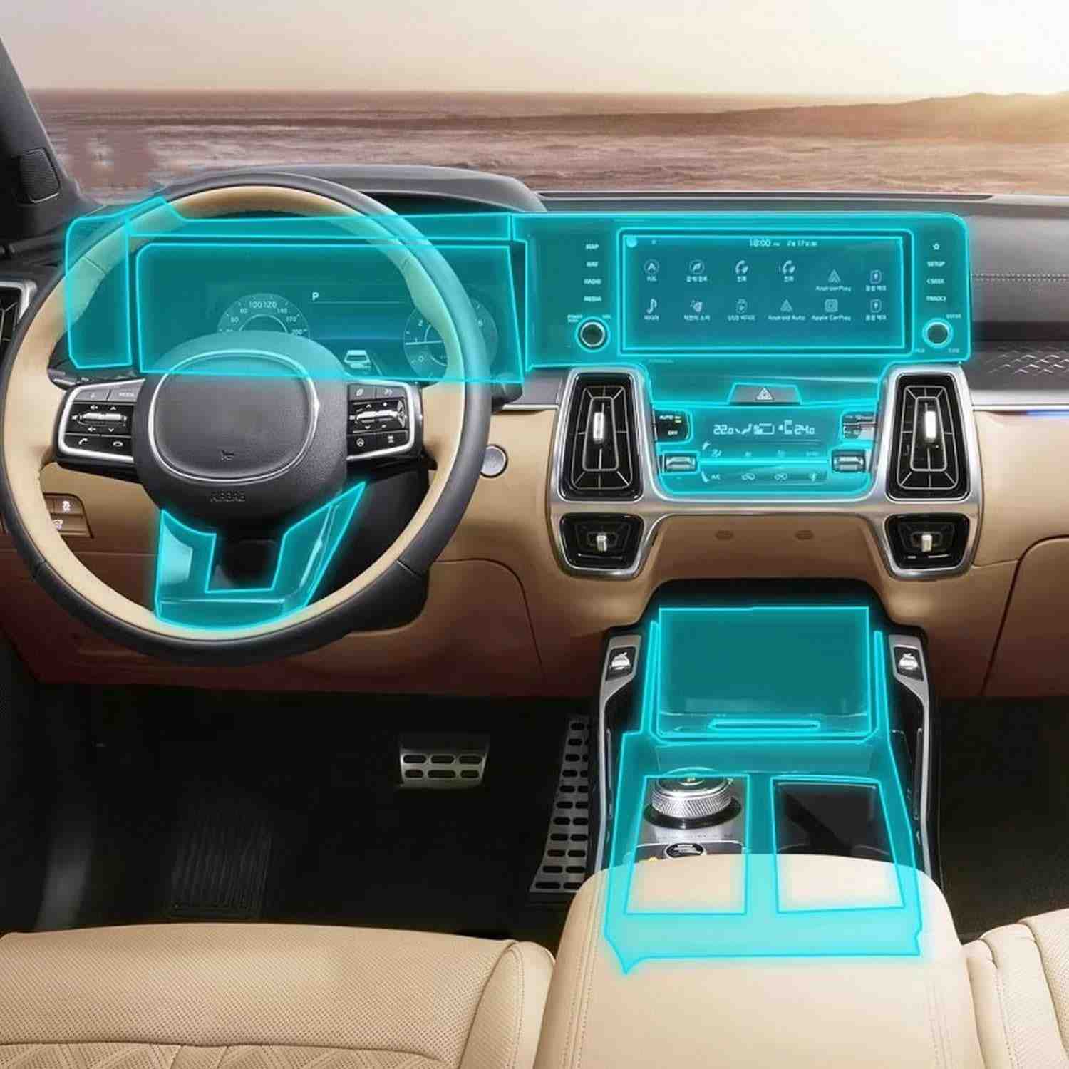 Película Protetora TPU PACSCI para Kia Sorento MQ4 (2021-2023): Proteção Anti-Arranhões para Tela e Painel