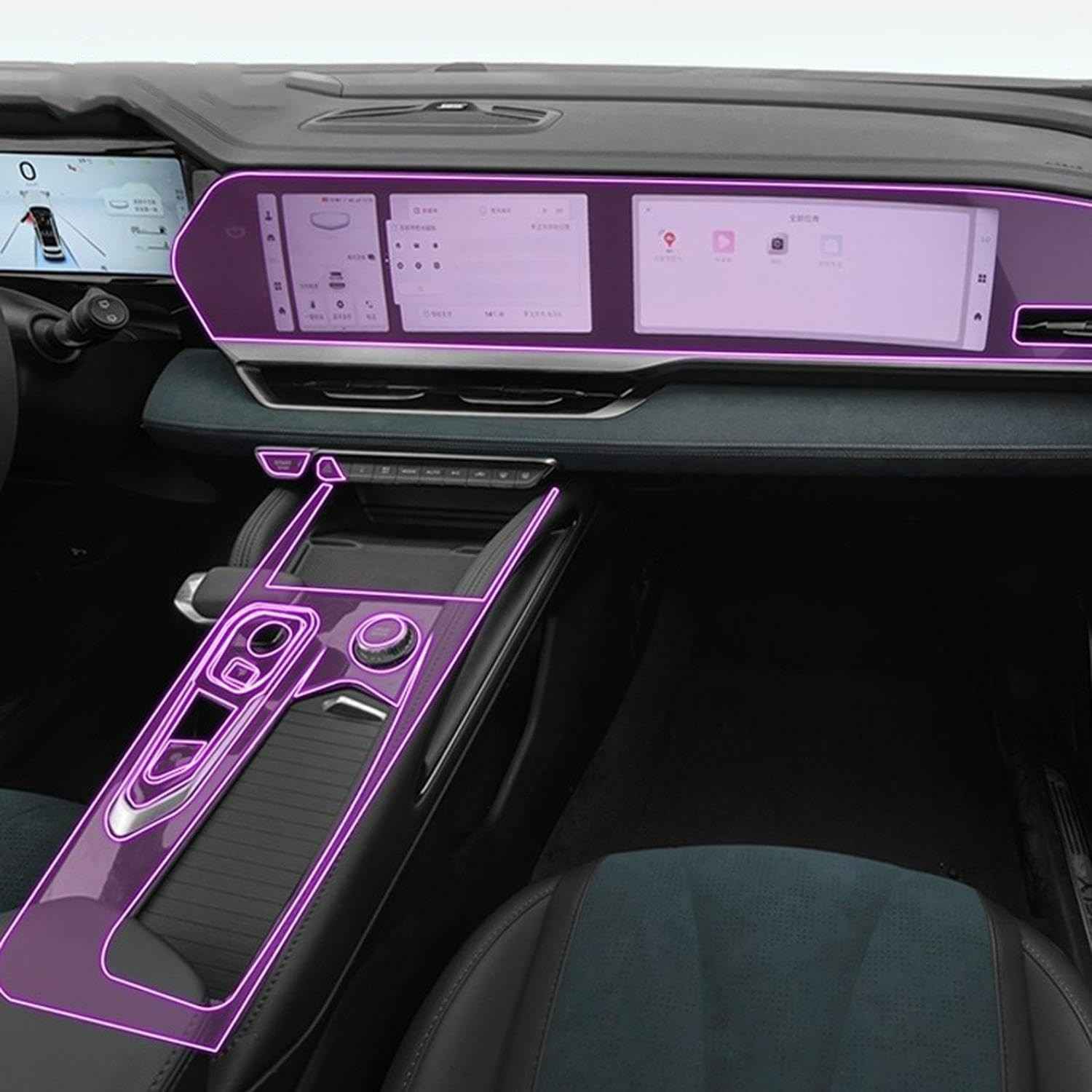 Proteção Premium para Console Geely Tugella 2021-2023: Película TPU Transparente e Resistente a Arranhões