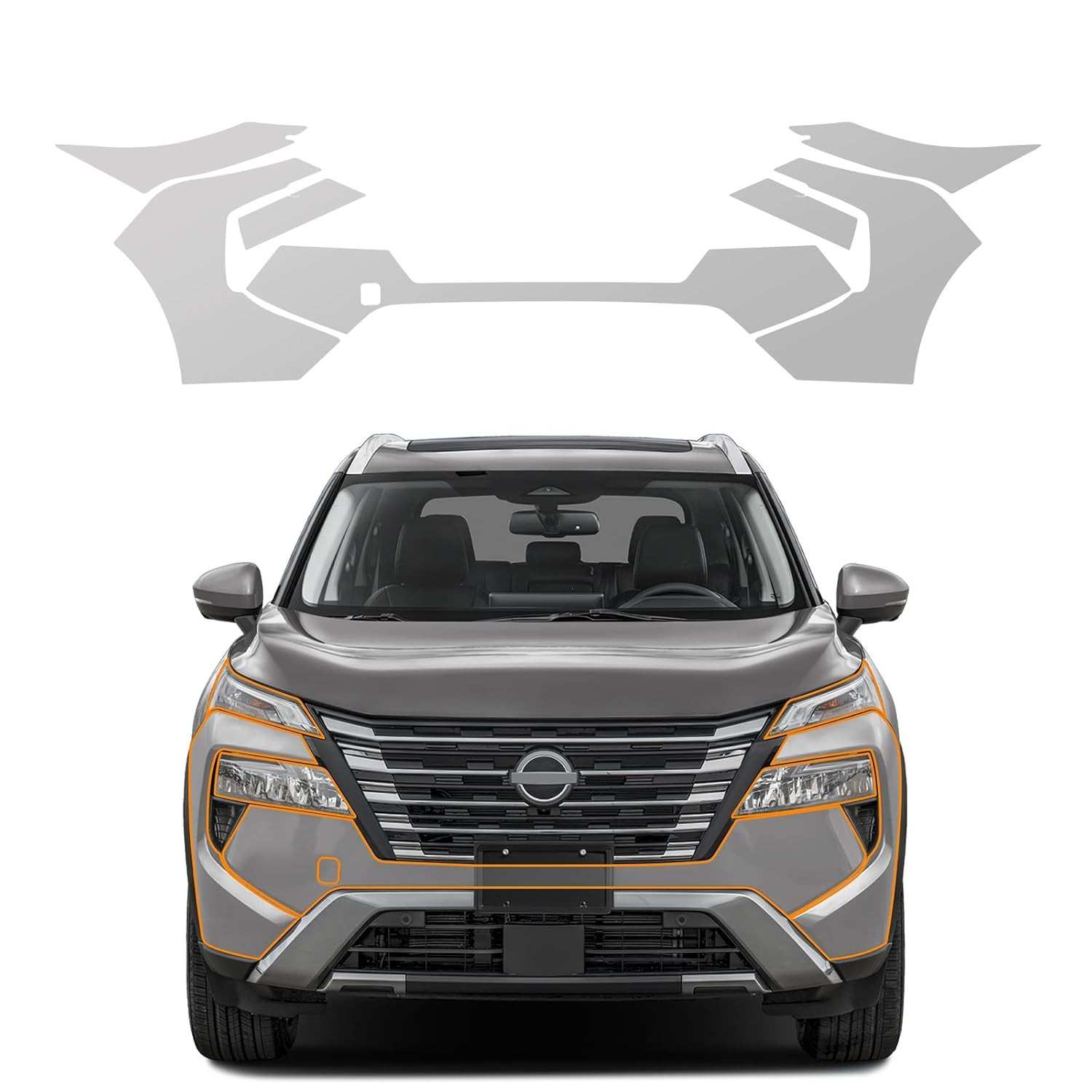 Película Protetora TPU 8,5 Mil para Nissan Rogue 2024-2025 | PPF Transparente Anti-Riscos com 7 Peças