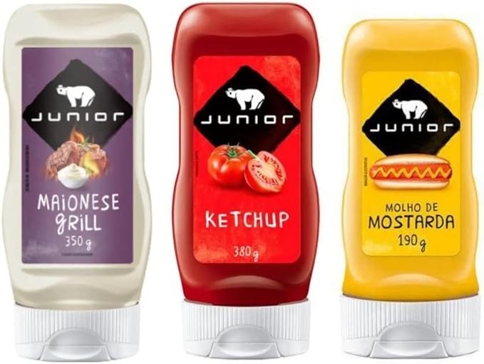 Combo Molhos Junior Maionese Grill, Ketchup Tradicinal, Mostarda Tradicional Frascos