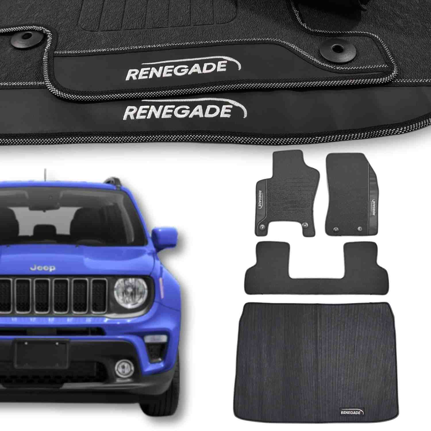 Kit Tapete Automotivo Emborrachado Impermeável Jeep Renegade (2015-2025) - Trailhawk/Limited