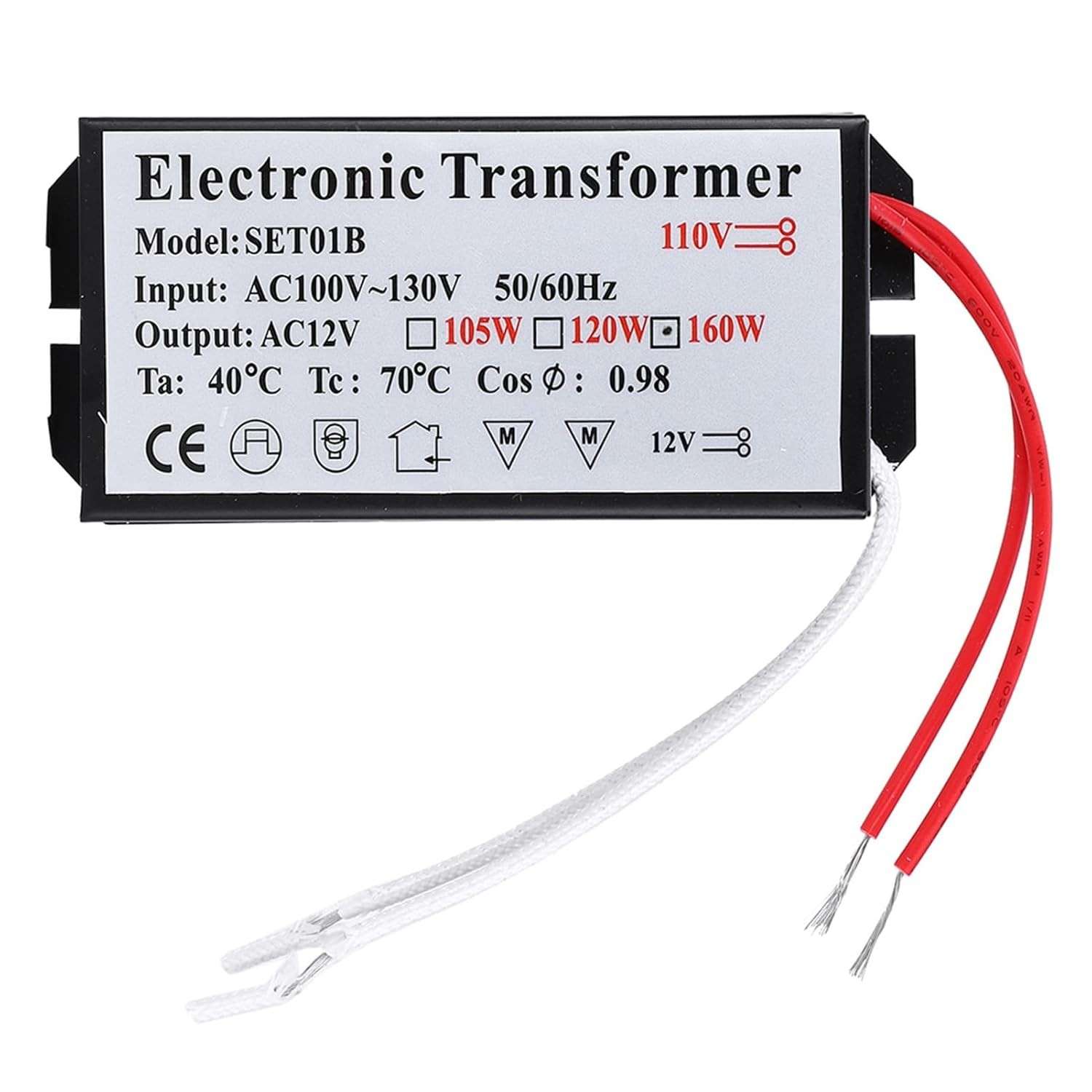 Transformador eletrônico Eujgoov, Conversor de tensão de transformador eletrônico de 110V para 12V Driver de fonte de alimentação inteligente (160W)