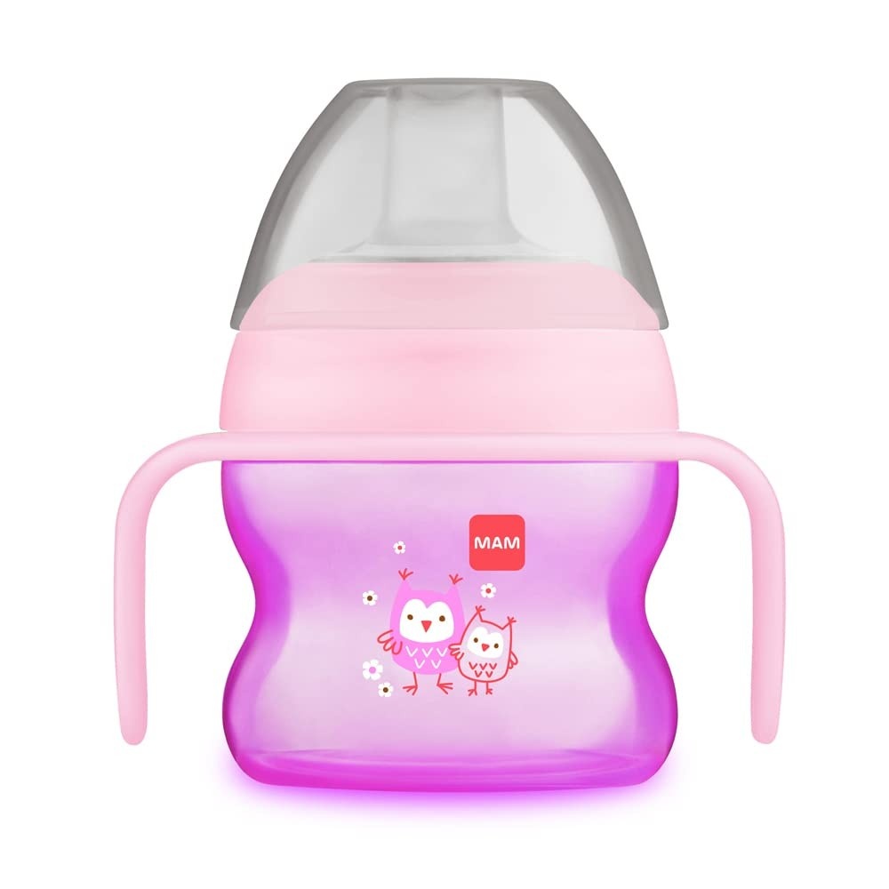 Copo MAM Starter 150ml Rosa - Transição Segura e Divertida para Bebês