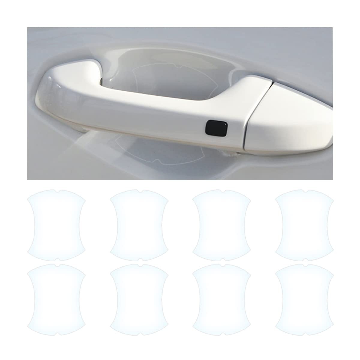 Protetor de Maçaneta de Porta de Carro Fibra de Carbono - 8 Pçs Anti-Risco Universal Transparente
