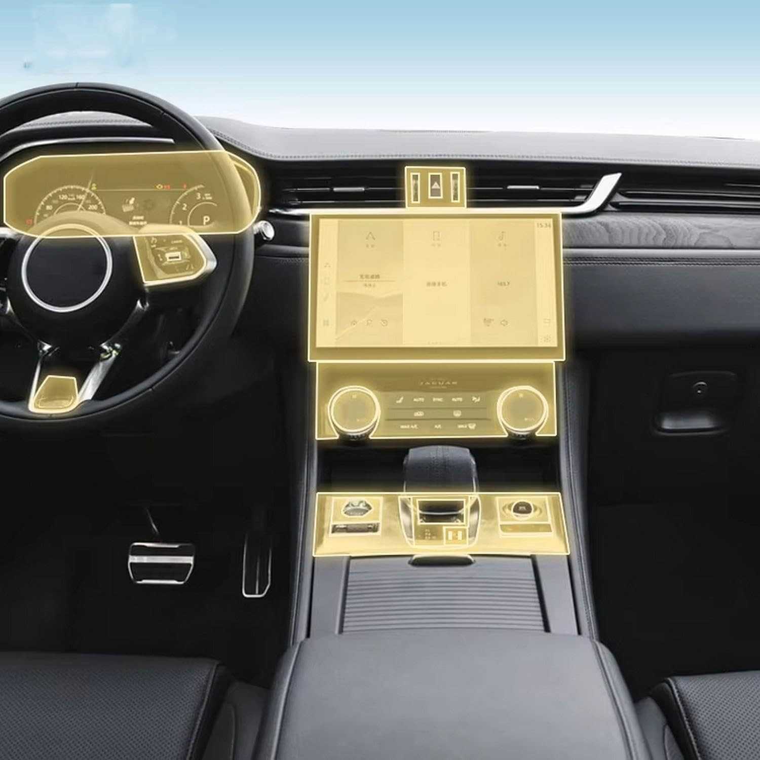 Película PPF TPU Transparente/Fosco para Interior Jaguar F-PACE 2021-2024 - Proteção Total Contra Arranhões