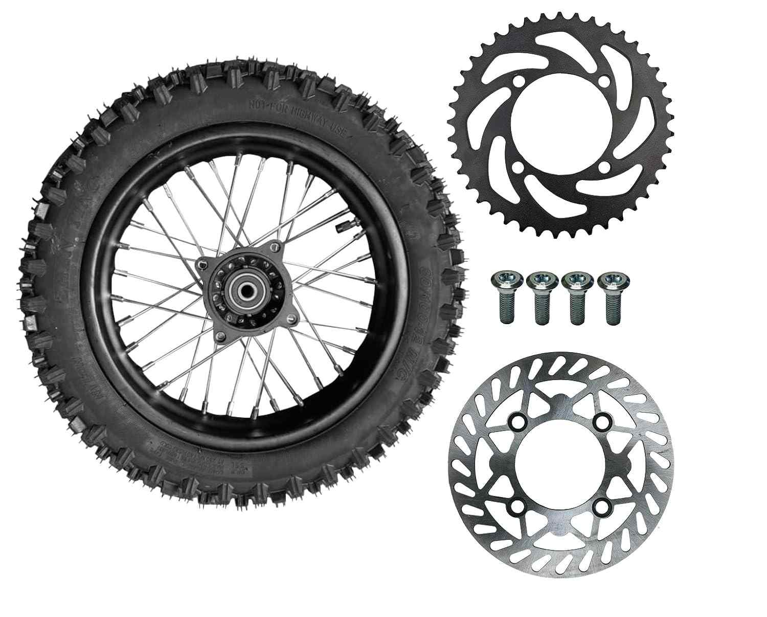 Kit Roda Traseira 12" Apollo 50cc/125cc com Freio a Disco e Roda Dentada 428 41T - Eixo 15mm