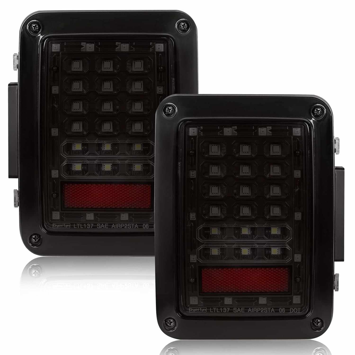 Luzes Traseiras LED MAYELLO para Jeep Wrangler JK/JKU 2007-2018 - Lente Fumê com Freio, Ré e Luz de Corrida (2 Peças)
