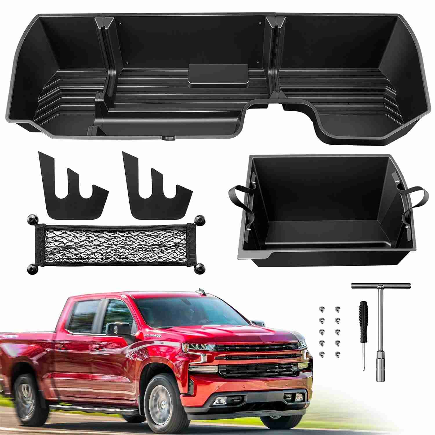 Organizador de Assento Traseiro para Chevy Silverado & GMC Sierra 1500/2500HD/3500HD (2019-2025)