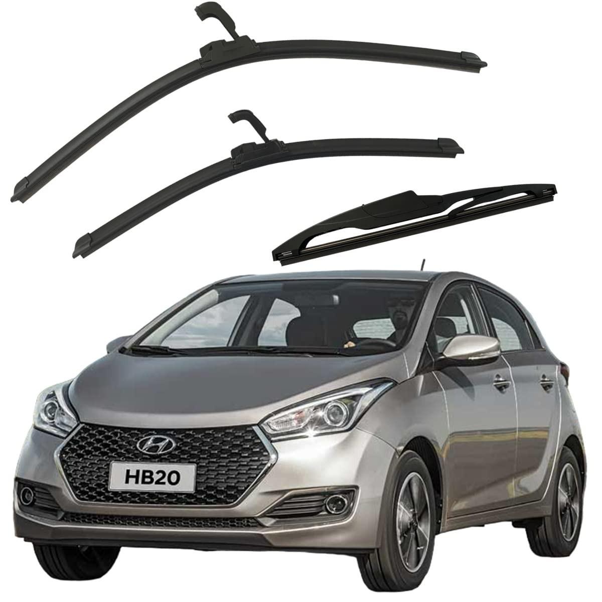 Palhetas Limpador Para-brisa Dianteiro e Traseiro Hyundai HB20 2013-2019 - Visibilidade Impecável!