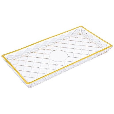Travessa de Vidro Diamond com Fio de Ouro - Elegância na Mesa