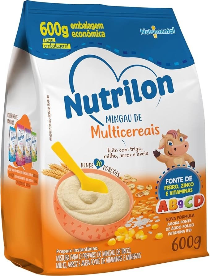 Nutrilon Mingau de Multicereais 600g - Feito Com Trigo, Milho, Arroz e Aveia, Fonte de Ferro, Zinco e Vitaminas