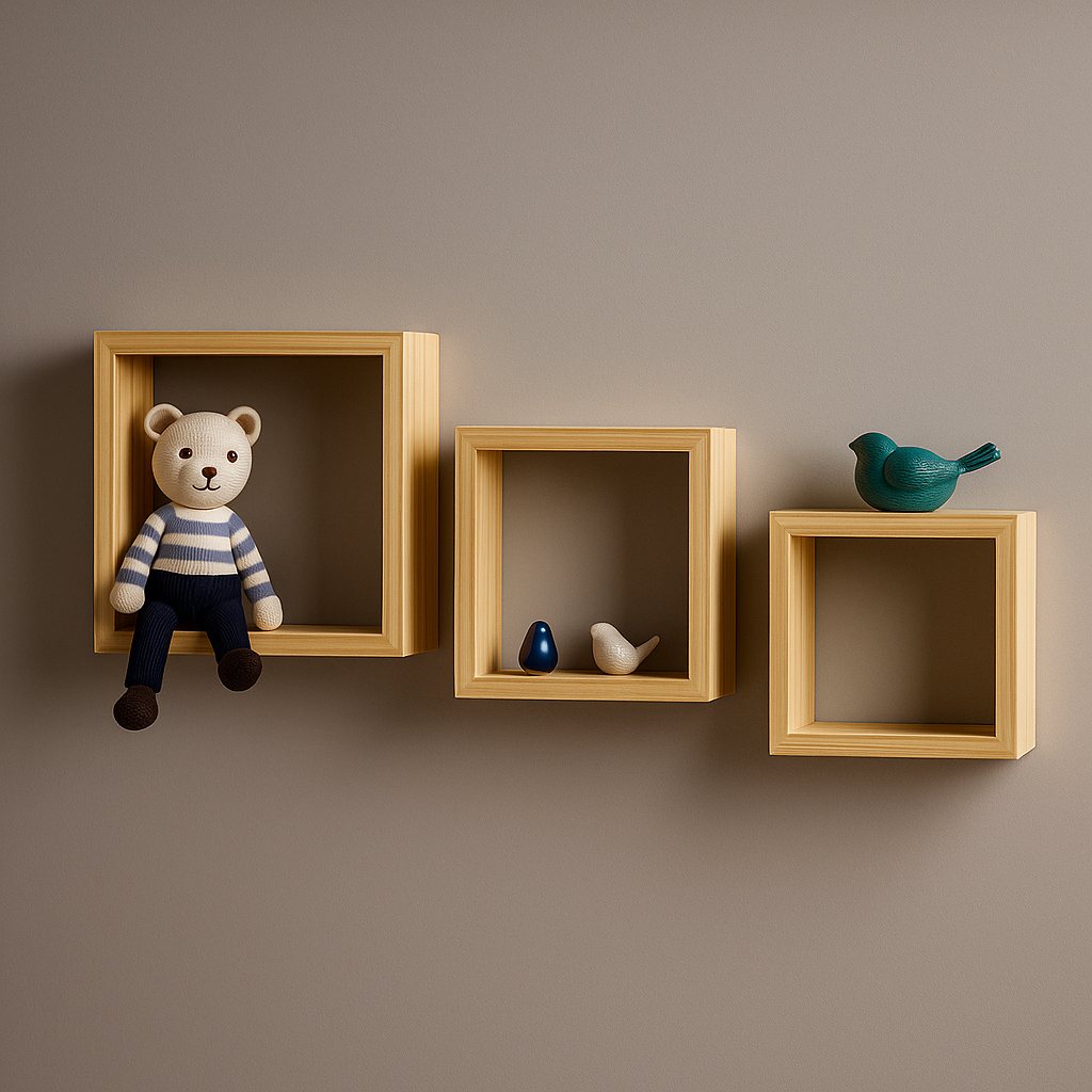 Trio de Nichos de Parede Pinus: Decore e Organize