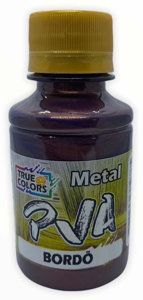 Tinta PVA Metálica BORDO 7951 - 100ml True Colors | Acabamento Brilhante Premium para Artesanato